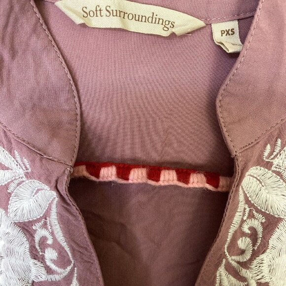 Soft Surroundings Womens Size Petite Xsmall Briony Pink Floral Embroidered Dress - Picture 4 of 5